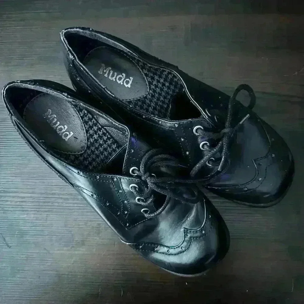 90s Y2K MUDD Black Chunky Grunge Goth Skater Platform Heels Size 8.5M Dennis - Picture 8 of 8